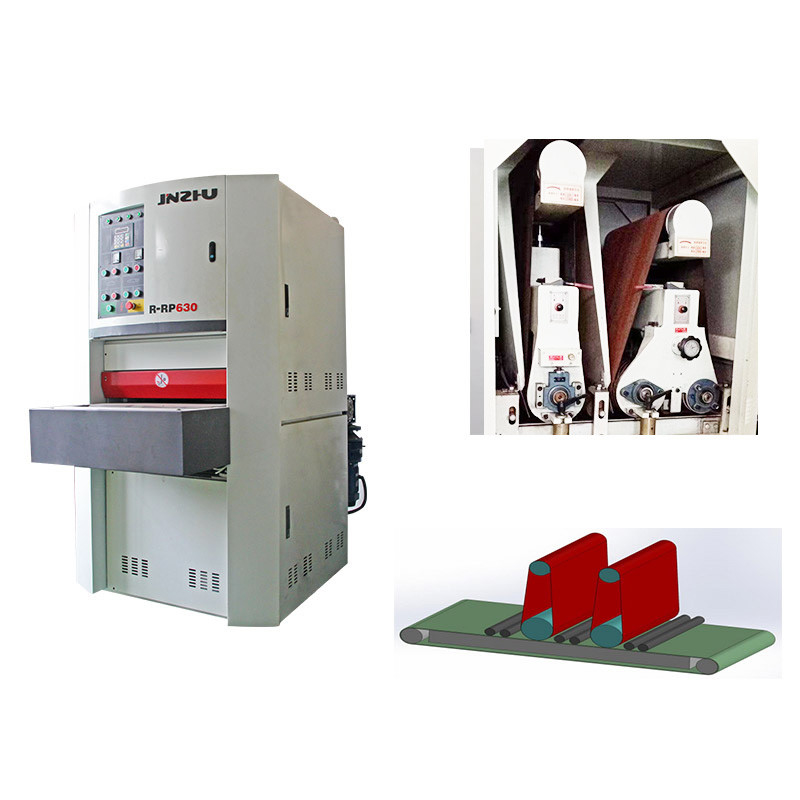 เครื่องขัดสายพานแบบปรับได้ด้วยไฟฟ้าสำหรับโลหะที่มีเครื่องขัดกระดาษทรายสองตัว De-Slugger Burr Removal Edge Radiusing Wide Belt